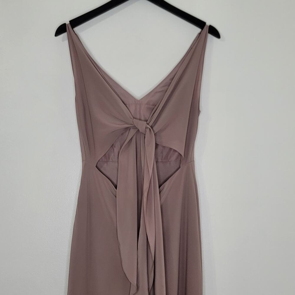 Jenny Yoo Dani Gown 4 Purple Fig Long V-Neck Cut Out Chiffon Bridesmaid Wedding - Picture 6 of 10